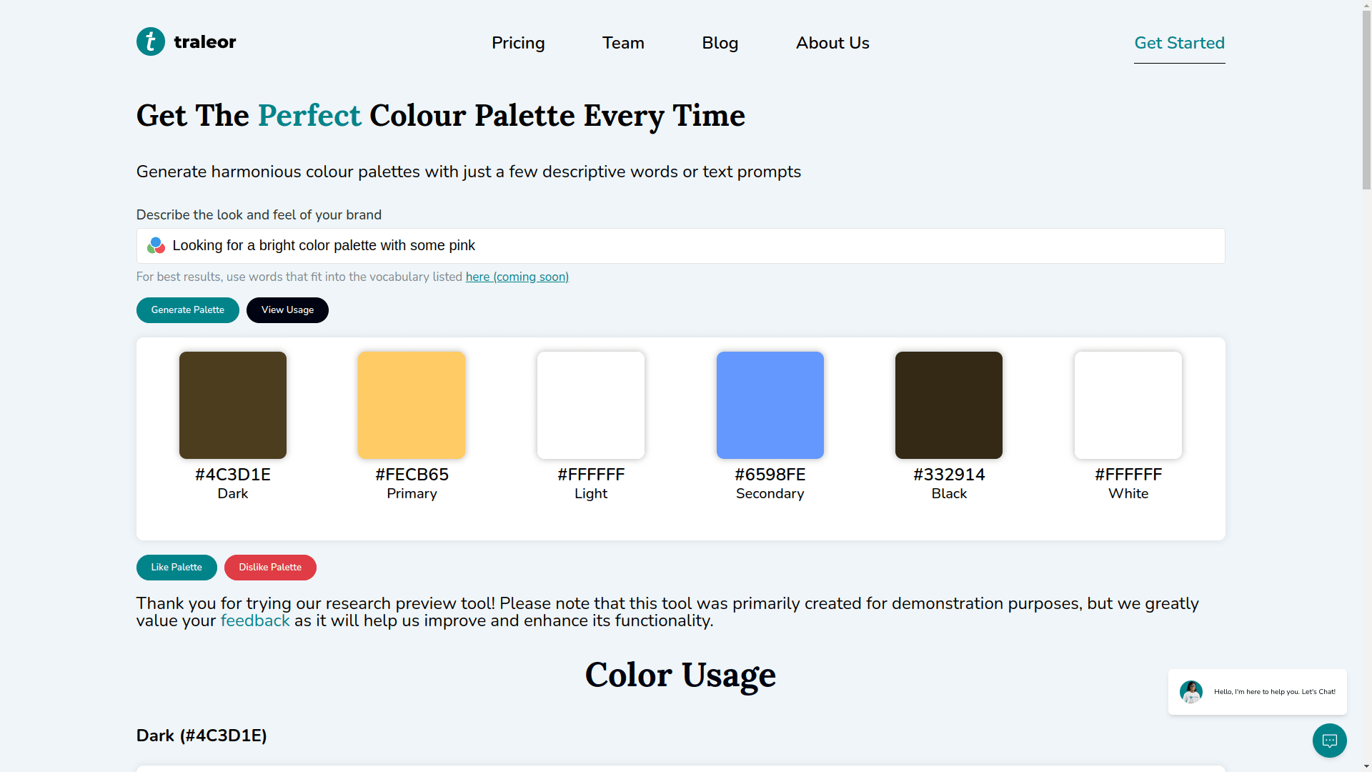 Traleor Colours Generator