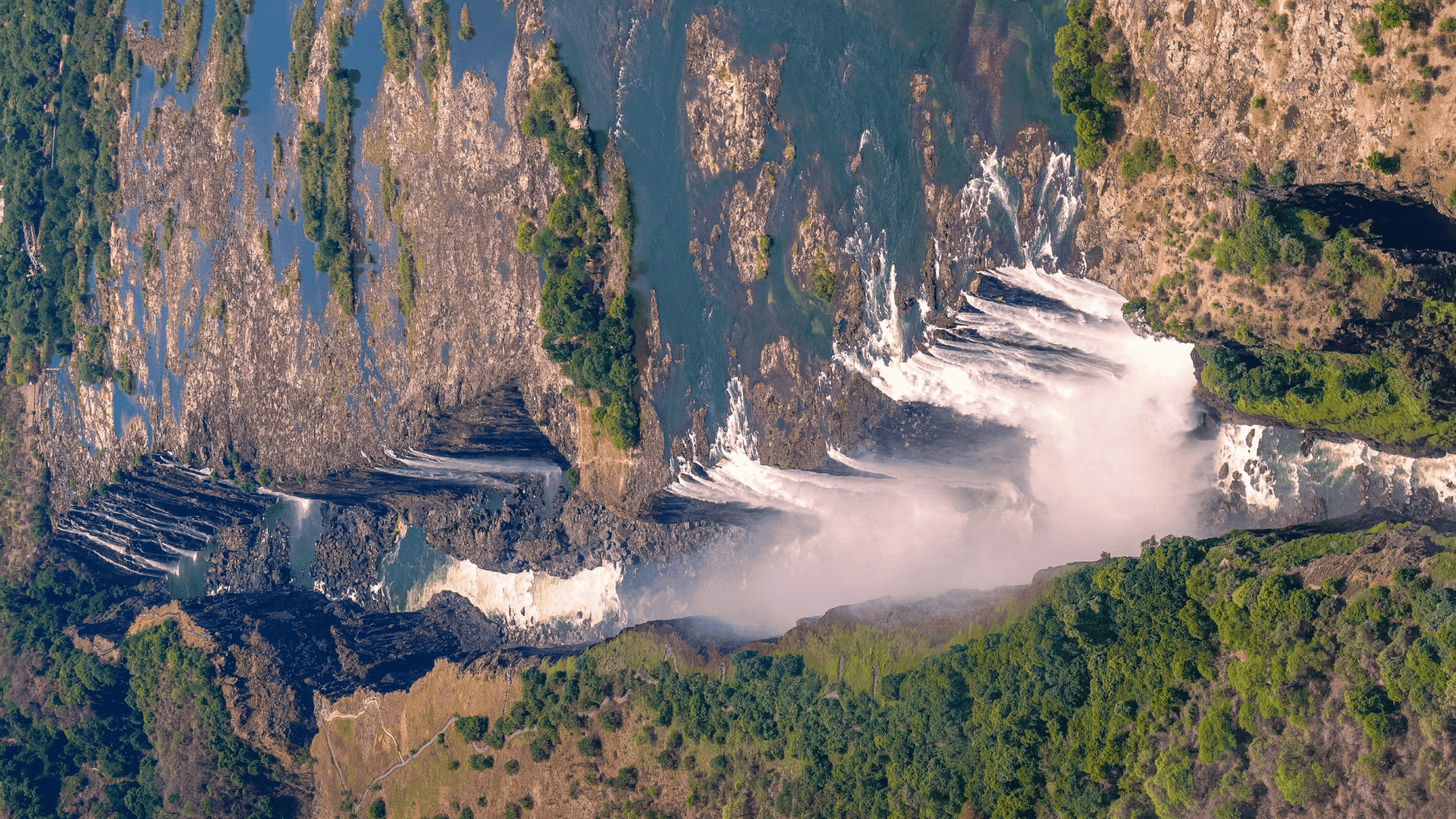 An aerial view of Victoria Falls, Zimbabwe