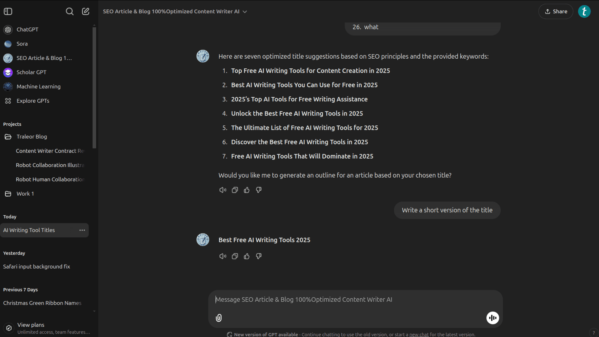 Generating Blog Title with ChatGPT