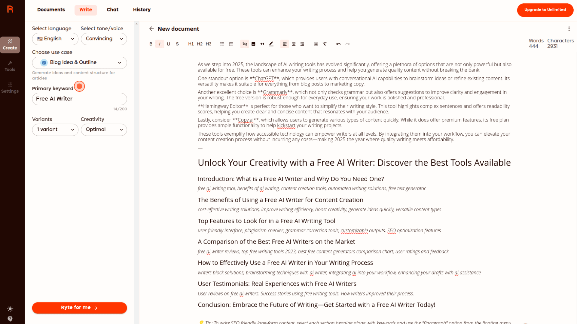 Generating a New Blog with Ryteme