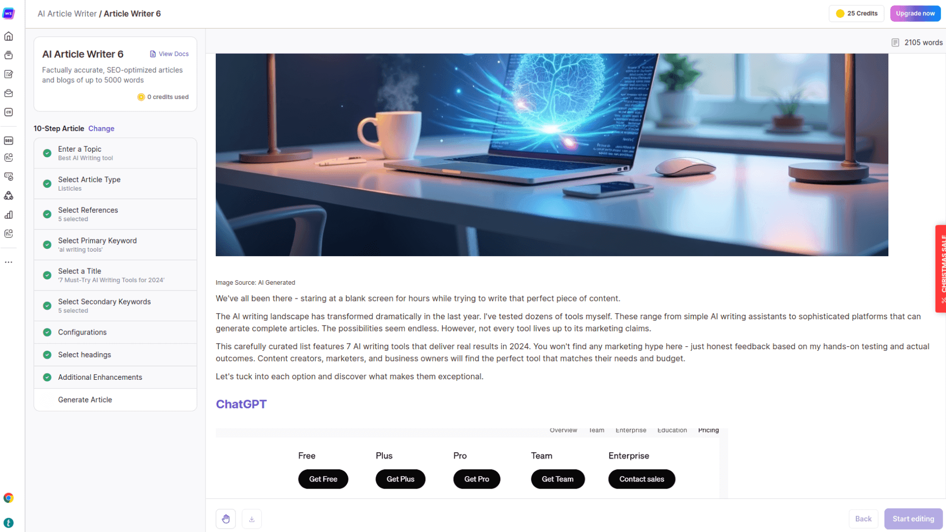 Using Writesonic AI Writer to Write Article